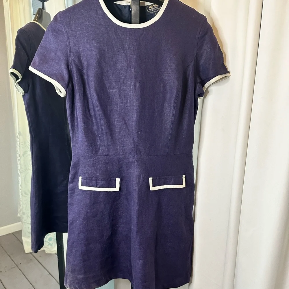 Vintage 1980’s British Khaki 100% Linen Dress with Tags!! size 6 - Picture 2 of 7